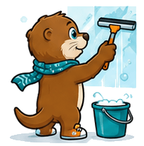 Bubbles cleaning a window