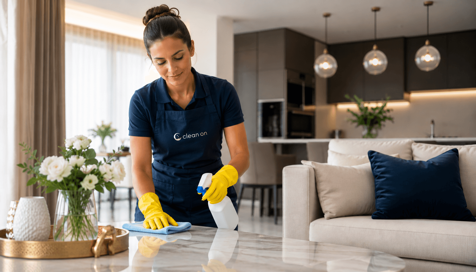CleanOn professional cleaner working in a modern Sydney home